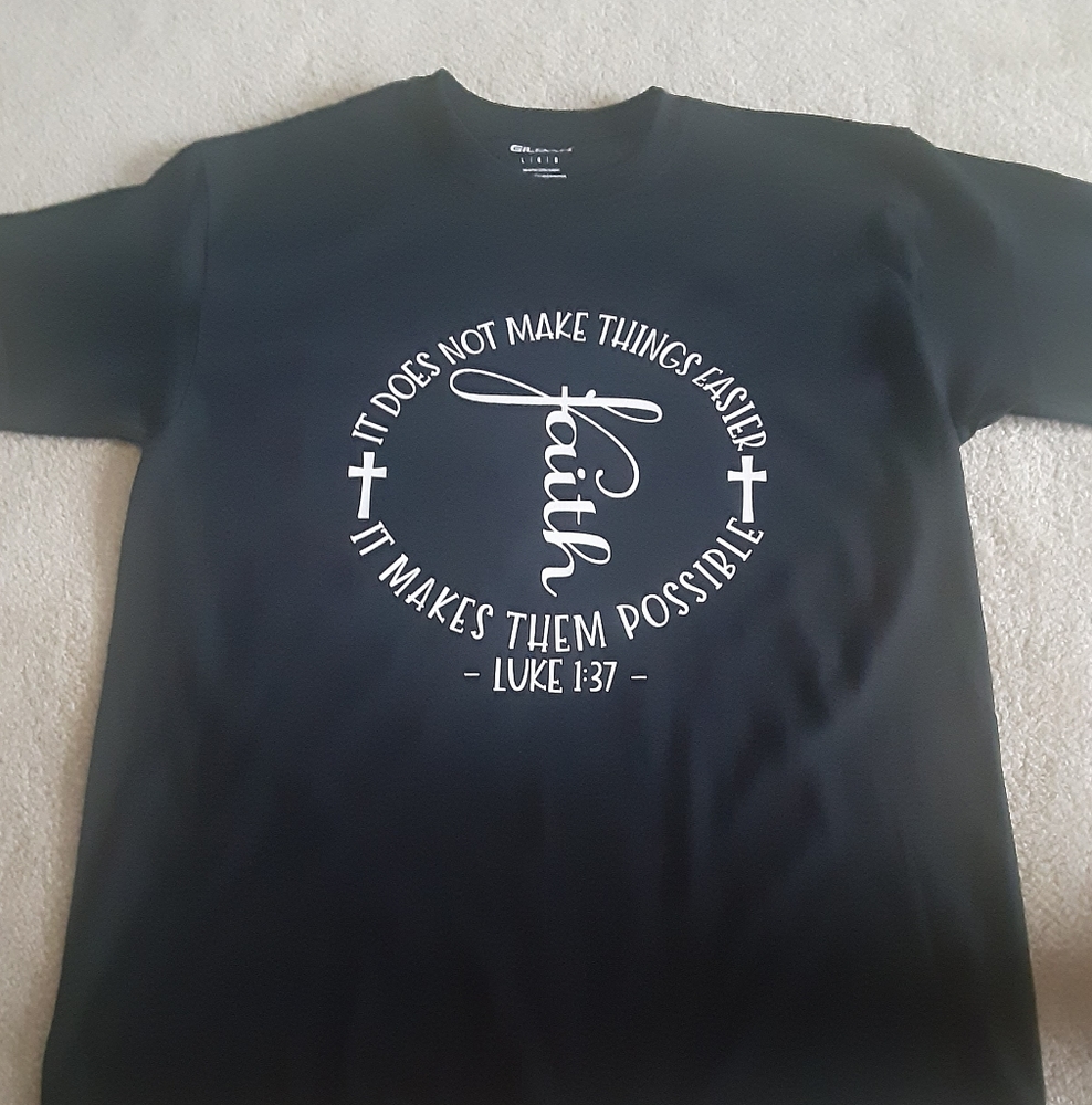 Luke 1:37 Short Sleeve Black Tees
